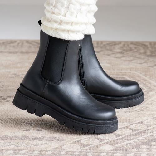 トラックソールレースサイドゴアショートブーツ