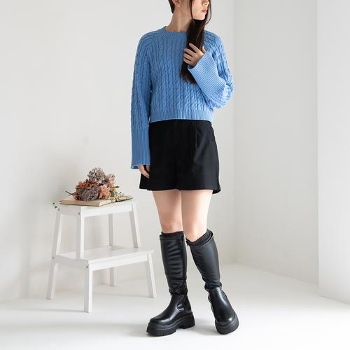 厚底ストレッチロングブーツ