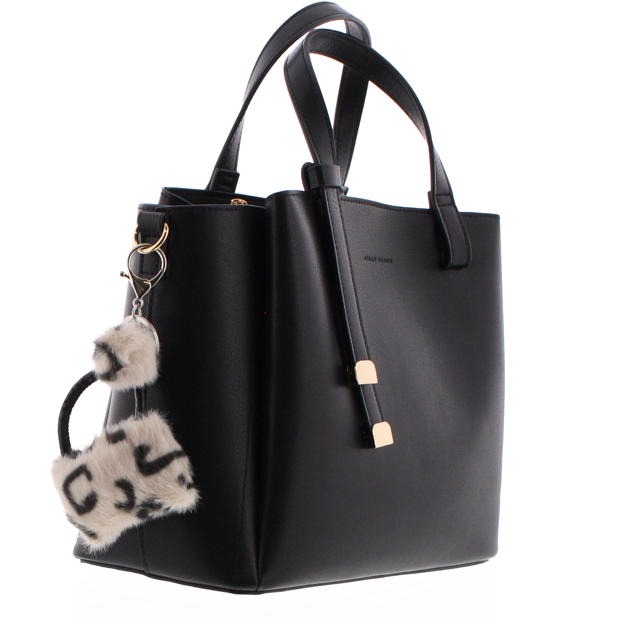 ミニレオパードファーバッグポンポンチャーム