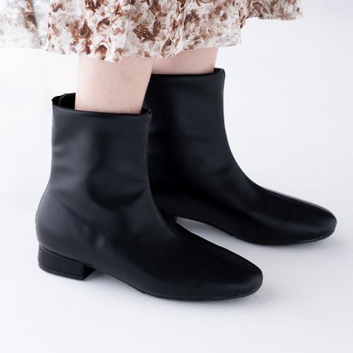 バックファスナーストレッチショートブーツ