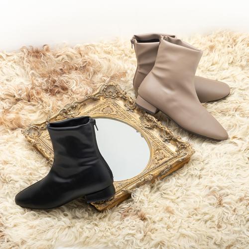 バックファスナーストレッチショートブーツ