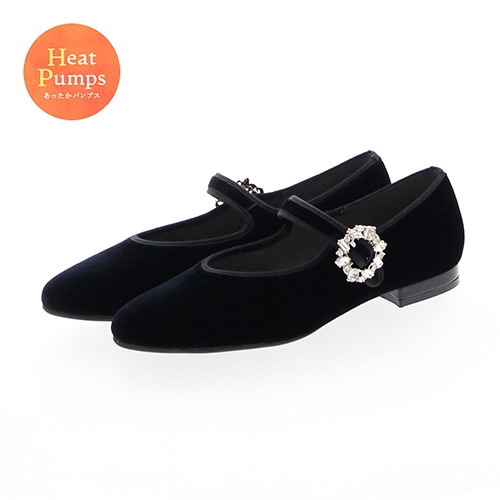 【あったか仕様】ビジューバックルパンプス