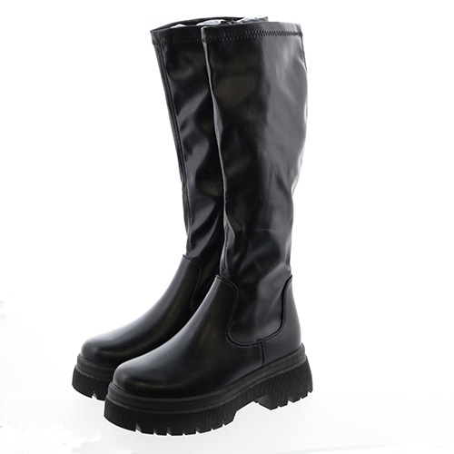 厚底ストレッチロングブーツ