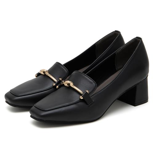 スクエアトゥビットローファーパンプス