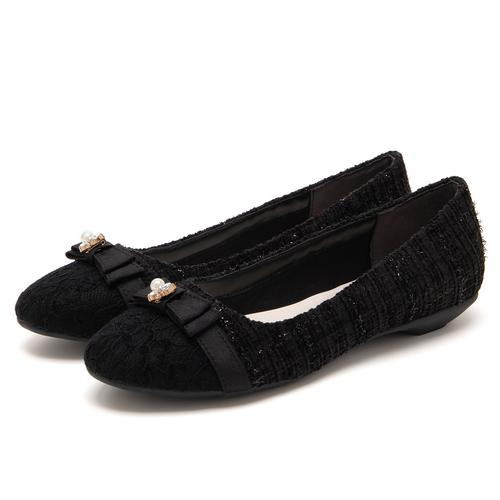 ツイードレーストゥリボンモールドソールパンプス