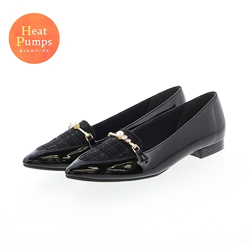 【あったか仕様】 パールビットローファーパンプス
