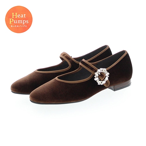 【あったか仕様】ビジューバックルパンプス
