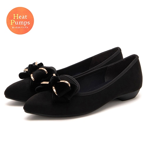 【あったか仕様】メタルパーツリボンモールドソールパンプス