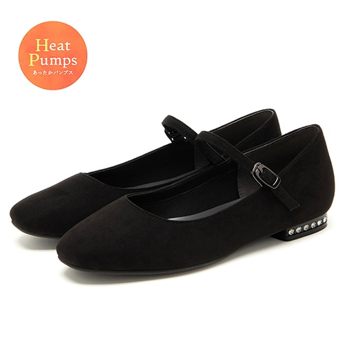 【あったか仕様 】ビジューヒールストラップパンプス