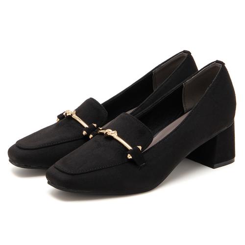 スクエアトゥビットローファーパンプス