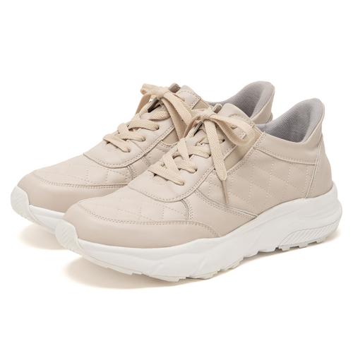 【ハンズフリー】キルティングレースアップスニーカー