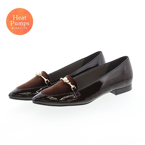 【あったか仕様】 パールビットローファーパンプス