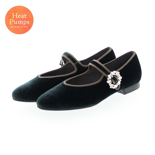 【あったか仕様】ビジューバックルパンプス