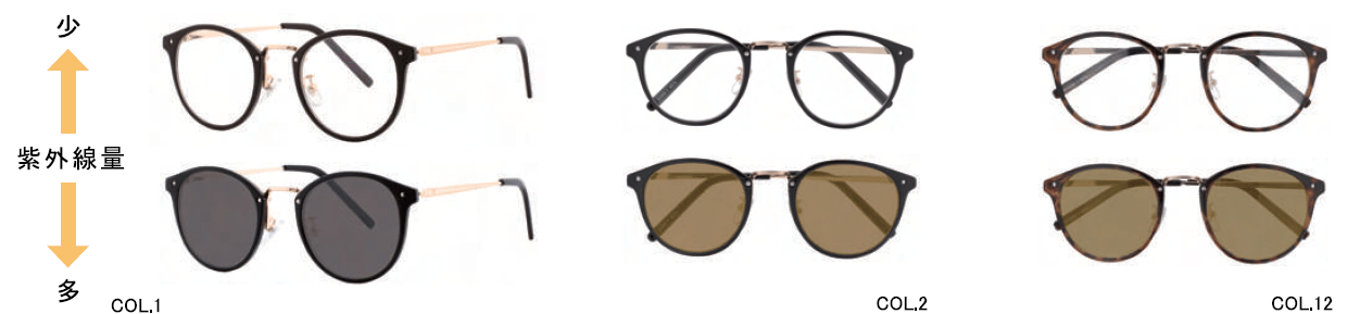 紫外線を99%カット!調光メタルボストンサングラス