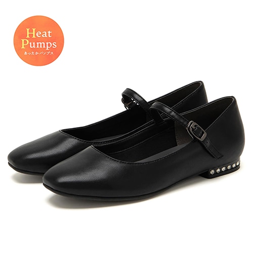 【あったか仕様 】ビジューヒールストラップパンプス