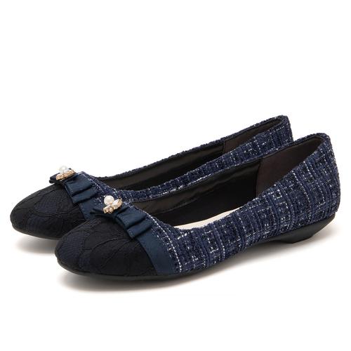 ツイードレーストゥリボンモールドソールパンプス