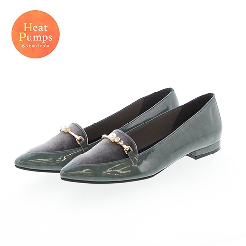 【あったか仕様】 パールビットローファーパンプス