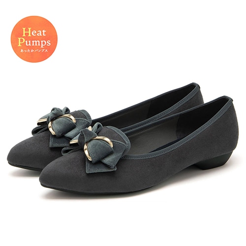 【あったか仕様】メタルパーツリボンモールドソールパンプス