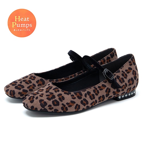 【あったか仕様 】ビジューヒールストラップパンプス