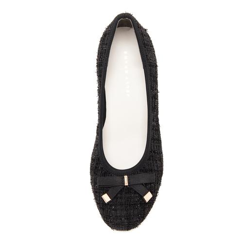 メタルアクセントリボンハーフウエッジパンプス