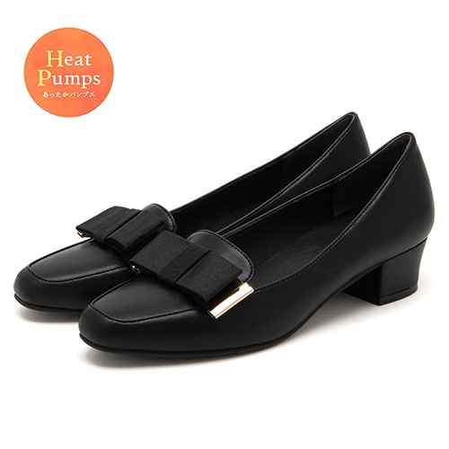 【あったか仕様】フラットリボンローファーパンプス