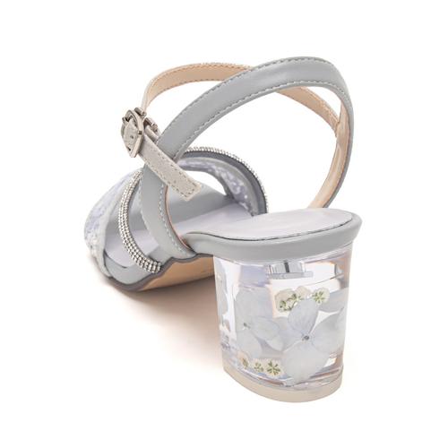 フラワークリアヒールストラップサンダル