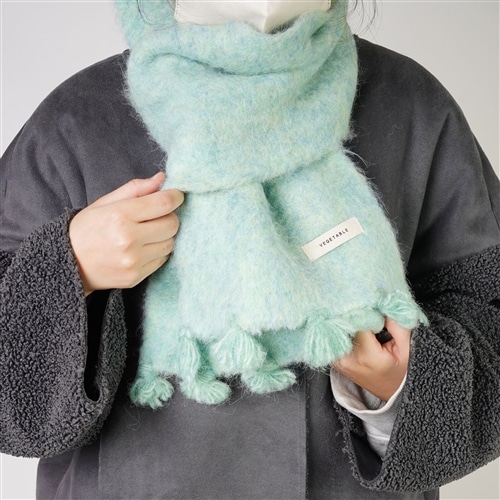 圧縮ニットフリンジマフラー