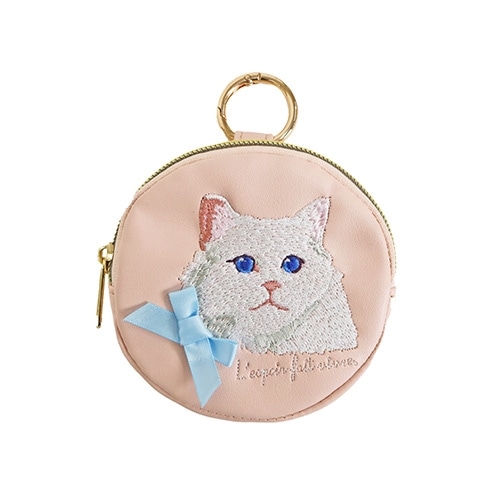 アトリエ・ポピンキャット刺繍丸ポーチ
