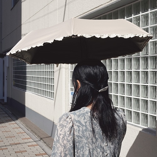 PUバイカラーフリルミニ傘(晴雨兼用)