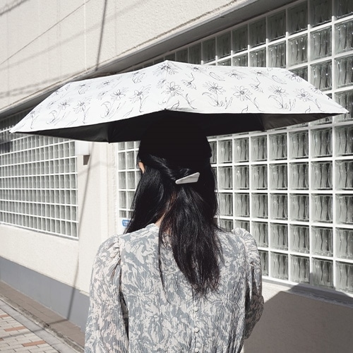 PUスーパーライト/ラインフラワーミニ傘(晴雨兼用)