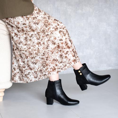 ダブルボタンコンビショートブーツ