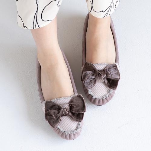 インナーファーベルベットリボンモカシン