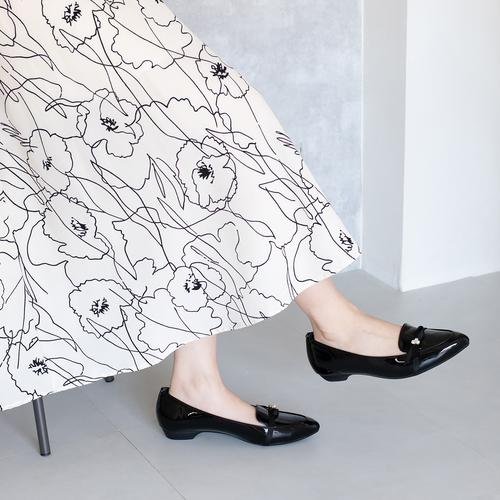 アシンメトリーリボンモールドソールレインパンプス