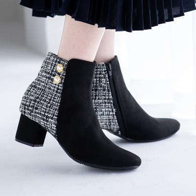 ダブルボタンコンビショートブーツ